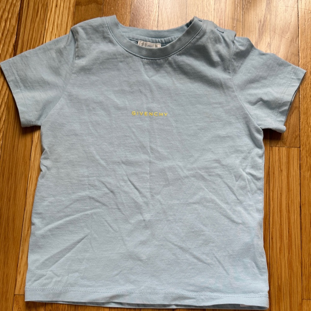 Givenchy Kids Sky Blue Tee with Yellow Logo